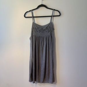 NWT. Grey Embroidered Tank Dress (M)